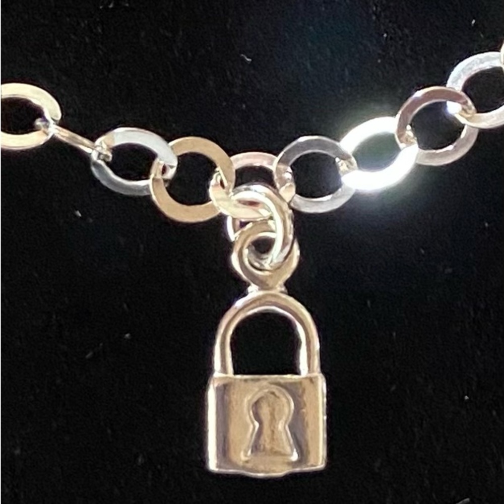 NWT Italian.925 Sterling Silver 3.5mm Rolo Chain Anklet w/Key & Lock Charms! - Picture 6 of 7
